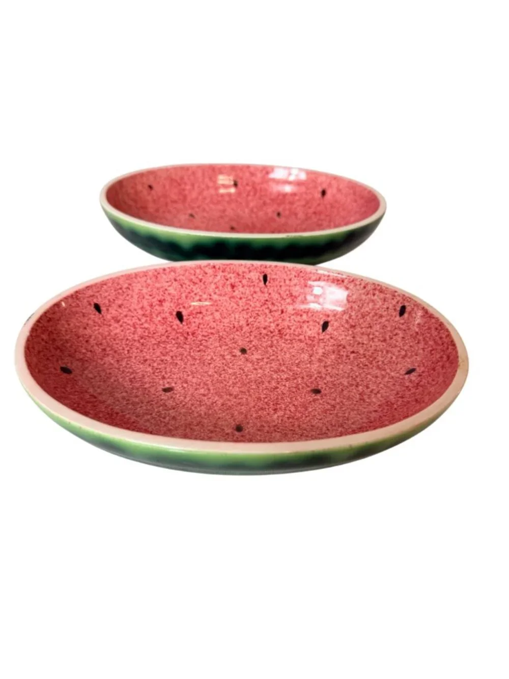 Vintage Shafford Watermelon Bowls Set 2 Ceramic Fruit Dish Summer Kitchen